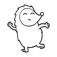 line drawing cartoon dancing hedgehog
