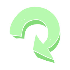 flat color illustration of a cartoon recycling arrow