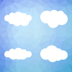Set of white clouds on a blue background. Flat style
