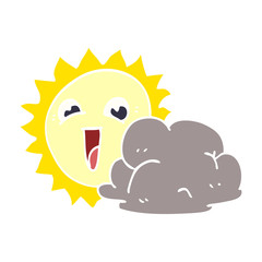 cartoon doodle sun and cloud