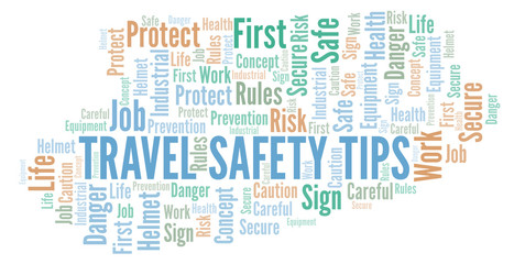Fototapeta premium Travel Safety Tips word cloud.