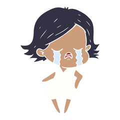 flat color style cartoon girl crying