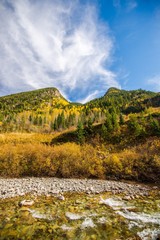 Crystal river on a bright sunny autumn day in Colorado