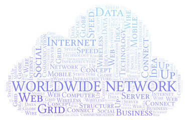 Obraz premium Worldwide Network word cloud.