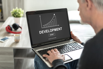 Business development concept on a laptop screen