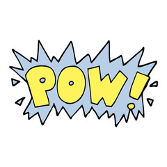 cartoon doodle word pow