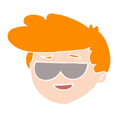flat color style cartoon boy wearing sunglasses