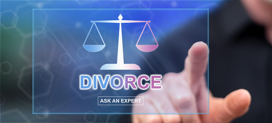 Man touching an online divorce advice website