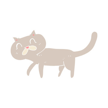 flat color illustration of a cartoon cat