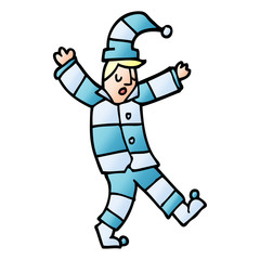 cartoon doodle man in traditional pyjamas