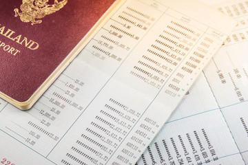 bookbank and Thai Passport concept saving money for travel
