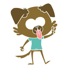 flat color style cartoon dog with tongue sticking out