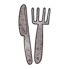 cartoon doodle knife and fork