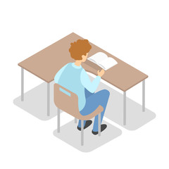 Student or pupil sitting at the desk
