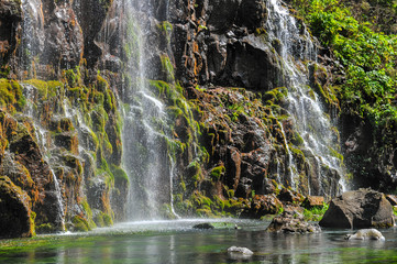 Fototapeta na wymiar Dashbashi Canyon, Khrami river and Waterfall in Tsalka region, Georgia