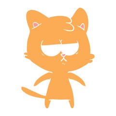 Obraz na płótnie Canvas bored flat color style cartoon cat