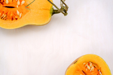 Cutting orange pumpkin