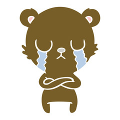 crying flat color style cartoon bear
