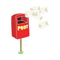 flat color illustration of a cartoon post box