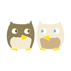 flat color illustration of a cute cartoon owls