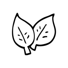 line drawing cartoon of green leaves