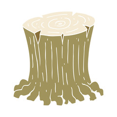 flat color illustration of a cartoon big tree stump