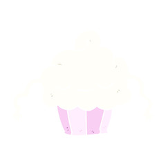 funny flat color style cartoon cupcake