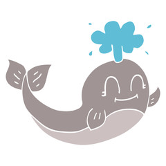 cartoon doodle of a happy whale