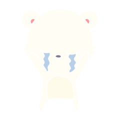crying flat color style cartoon polarbear