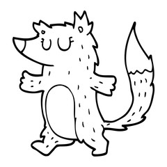 line drawing cartoon fox