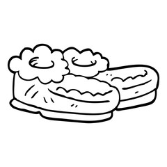 line drawing cartoon comfy slippers