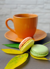 macaroons and cup of tea