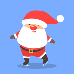 Santa Claus in red clothes on skates