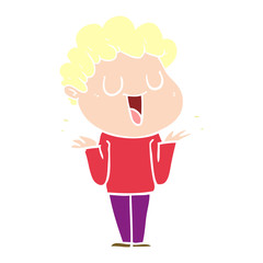 laughing flat color style cartoon man