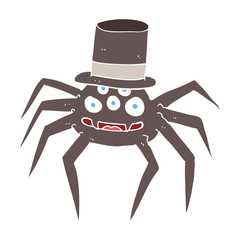 flat color illustration of a cartoon halloween spider