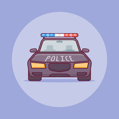 Police car flat line icon. Vector illustration.