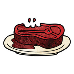 cartoon doodle rare steak