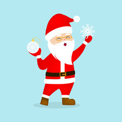 Happy funny Santa Claus in red clothes