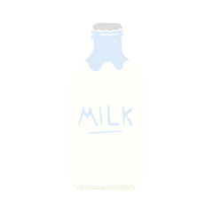 flat color illustration of a cartoon milk bottle