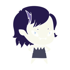 flat color style cartoon friendly vampire girl