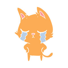 crying flat color style cartoon cat