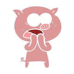 flat color style cartoon pig shouting