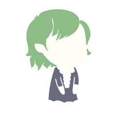flat color style cartoon undead vampire girl