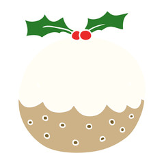 flat color style cartoon christmas pudding