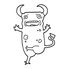 line drawing cartoon demon