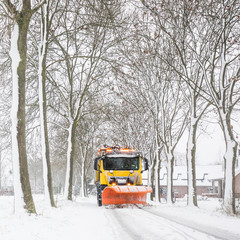 snowplow clearing road, winter service