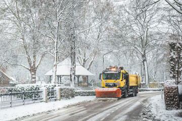 snowplow clearing road, winter service