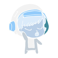 flat color style cartoon pretty astronaut girl