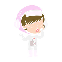 flat color style cartoon pretty astronaut girl