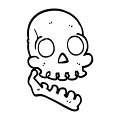 line drawing cartoon happy skull